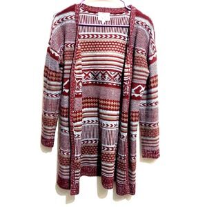 Hippie Rose Womens Large Open Long Cardigan Sweater Acrylic Multicolor